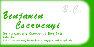 benjamin cservenyi business card